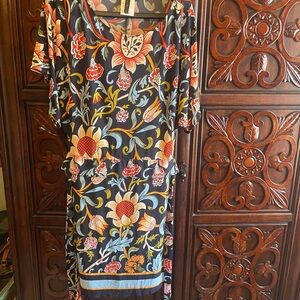 BCBGMaxAzria Navy and Red Patterned Dress